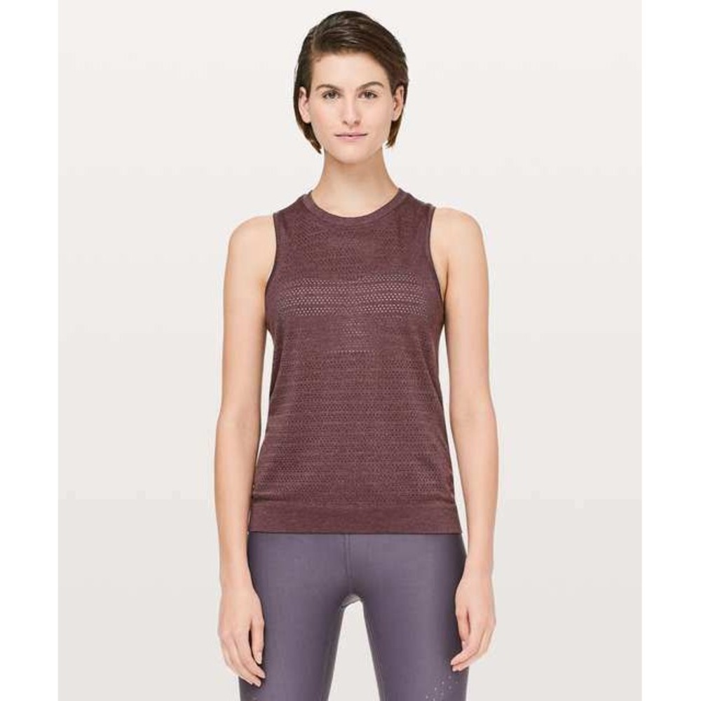 Lululemon Breeze By Muscle Tank Womens 6 Dark Adobe Seamless Running Top